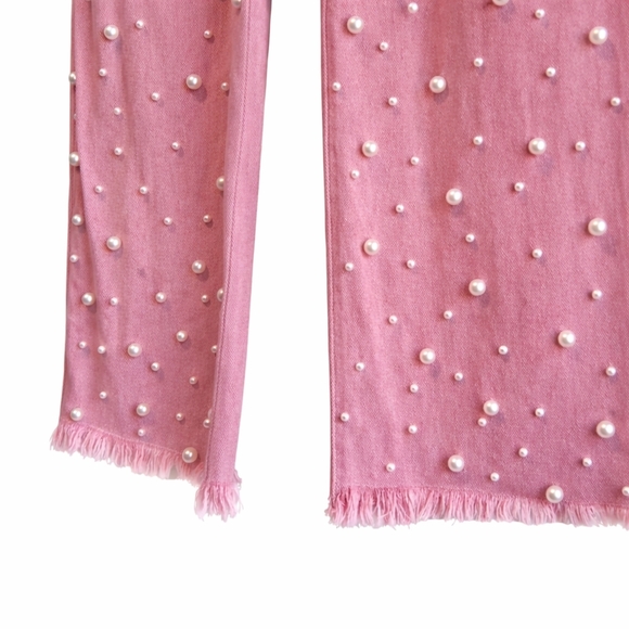 POL Pearl Jeans Pink Embellished Denim Statement High Rise Size Small - Picture 5 of 16
